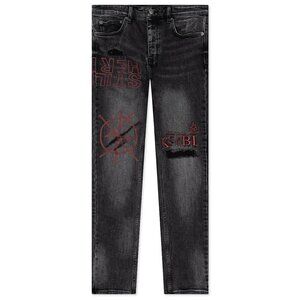 RARE Ksubi Chitch Maniac Embroidered Jeans Size 36 Gray
